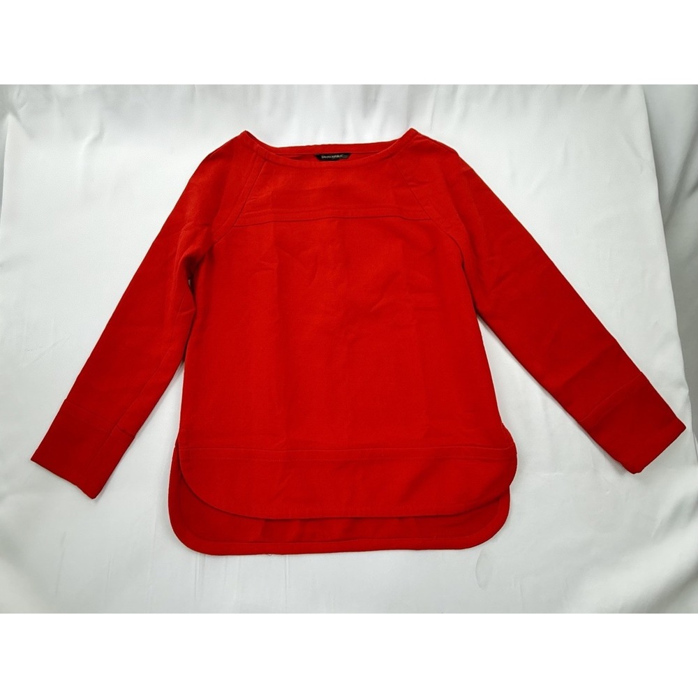 Banana‎ Republic Red Structured Knit Top Petite XXS 3/4 Sleeve Career Office
